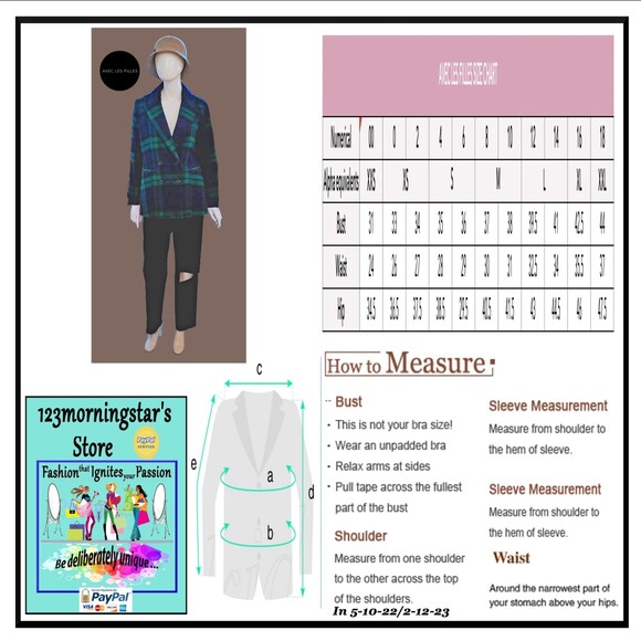 AVEC LES FILLES NEW Preppy Plaid Velour Collar Double Breast Jacket M - Picture 11 of 11